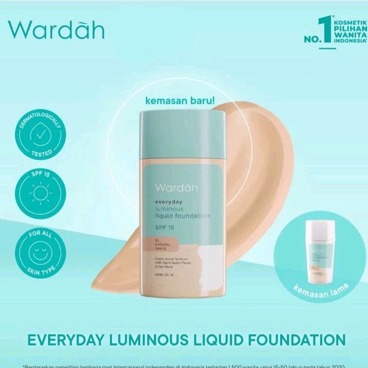 WARDAH Everyday Luminous Liquid Foundation 35ml - Foundation SPF 15 - Bedak Foundation Luminous Ward