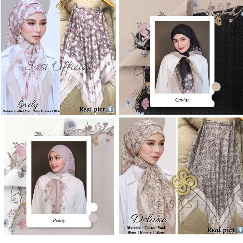 SASI OFFICIAL - HIJAB SEGIEMPAT MOTIF VOAL BANIESCOOP KW TERMURAH TERLARIS