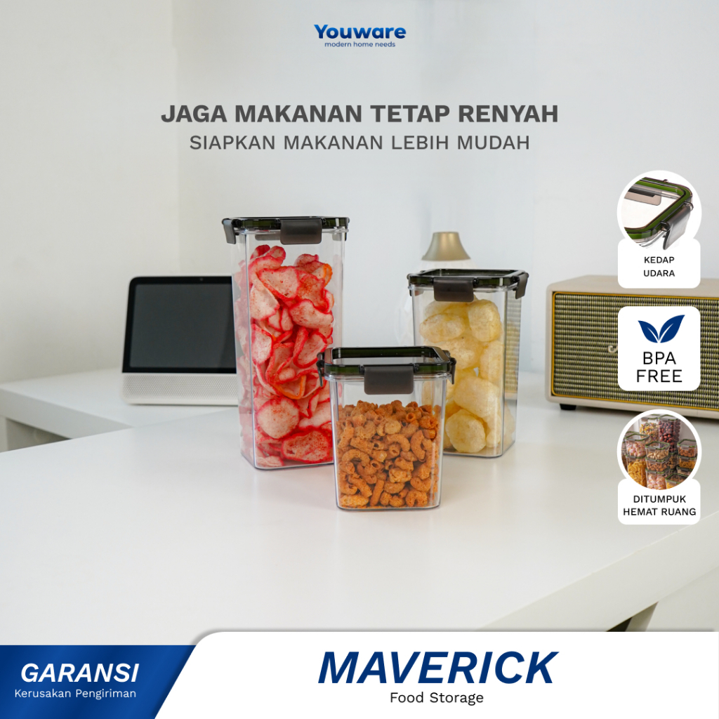 Youware - Maverick Toples Aesthetic Penyimpanan Snack / Makanan Kedap Udara