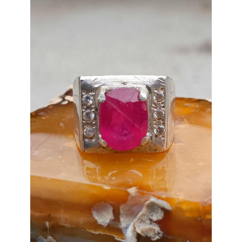 batu Ruby top ring perak