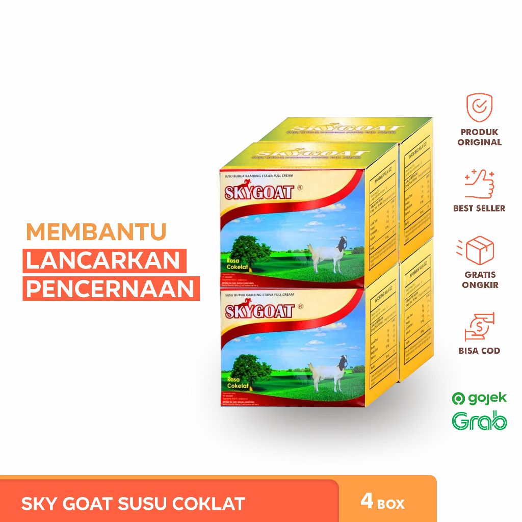 

SKYGOAT Coklat / Susu Kambing Etawa Bubuk Rasa Cokelat 4 Box Isi 40 Sachet