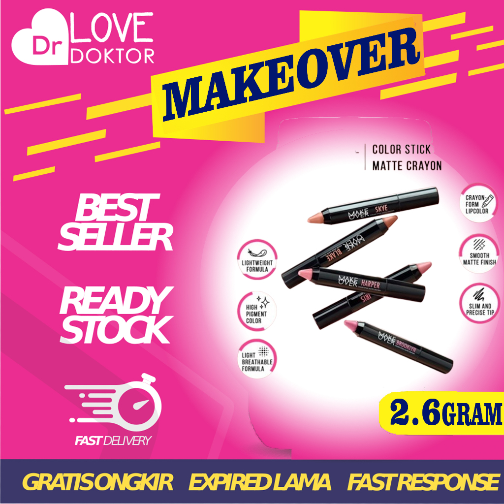 MAKE OVER MAKEOVER COLOR LIP STICK MATTE CRAYON LIPSTIK CREAM DENGAN HASIL EKSTRA MATTE DAN TIDAK MU