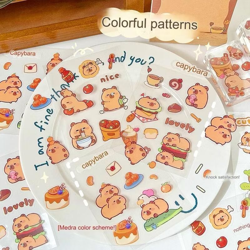 

1 lembar (Kiss Cut) Capybara Series Sticker Sheet Journal DIY Scrapbook Decor Korean Stiker Photocard Deco Photocard Stiker