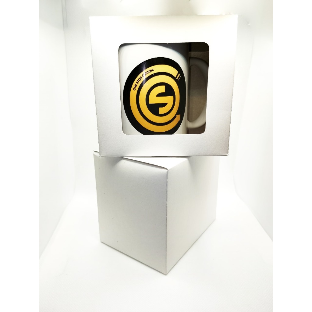 

Box putih Duplex Mug Keramik / Kotak dus kado souvenir duplek putih - Bolong 310gsm