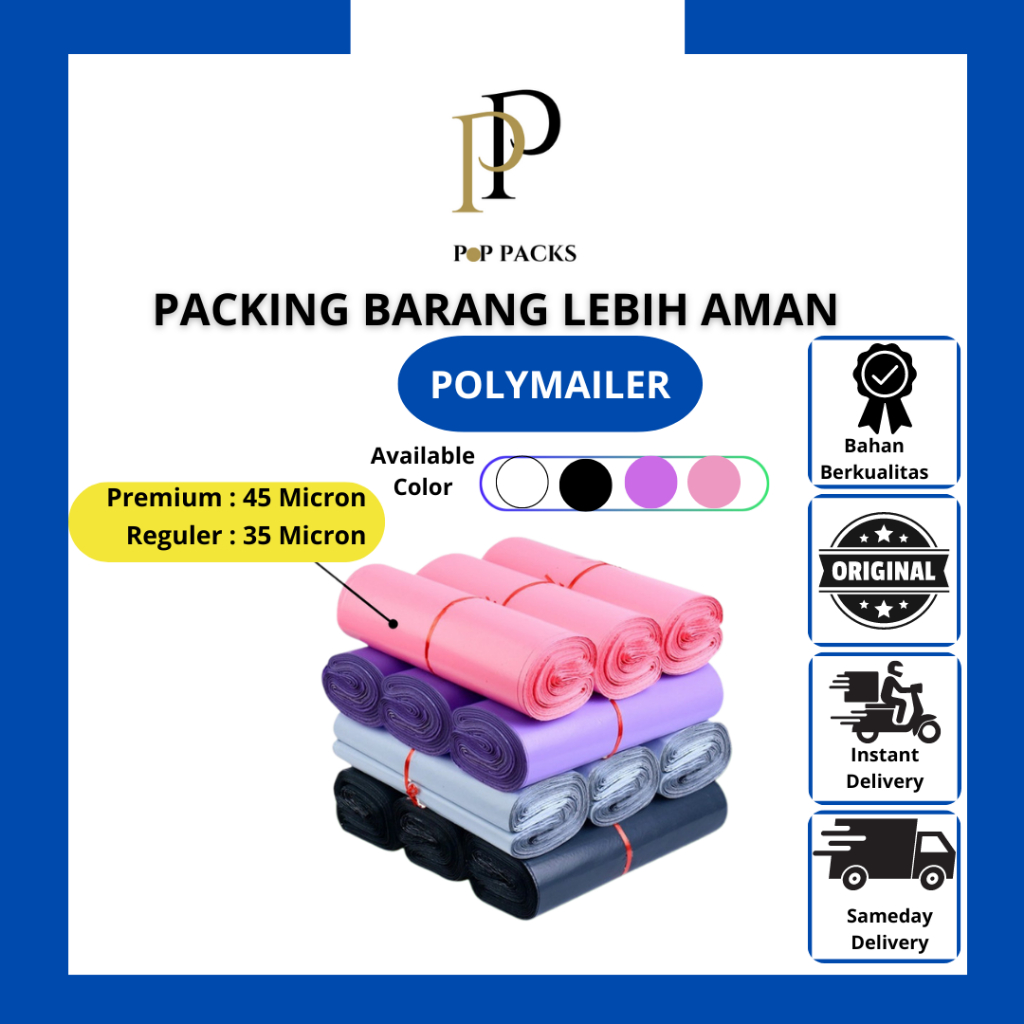 

Plastik Packing Online Shop Lem POLYMAILER Amplop Plastik Seal isi 100 25X40
