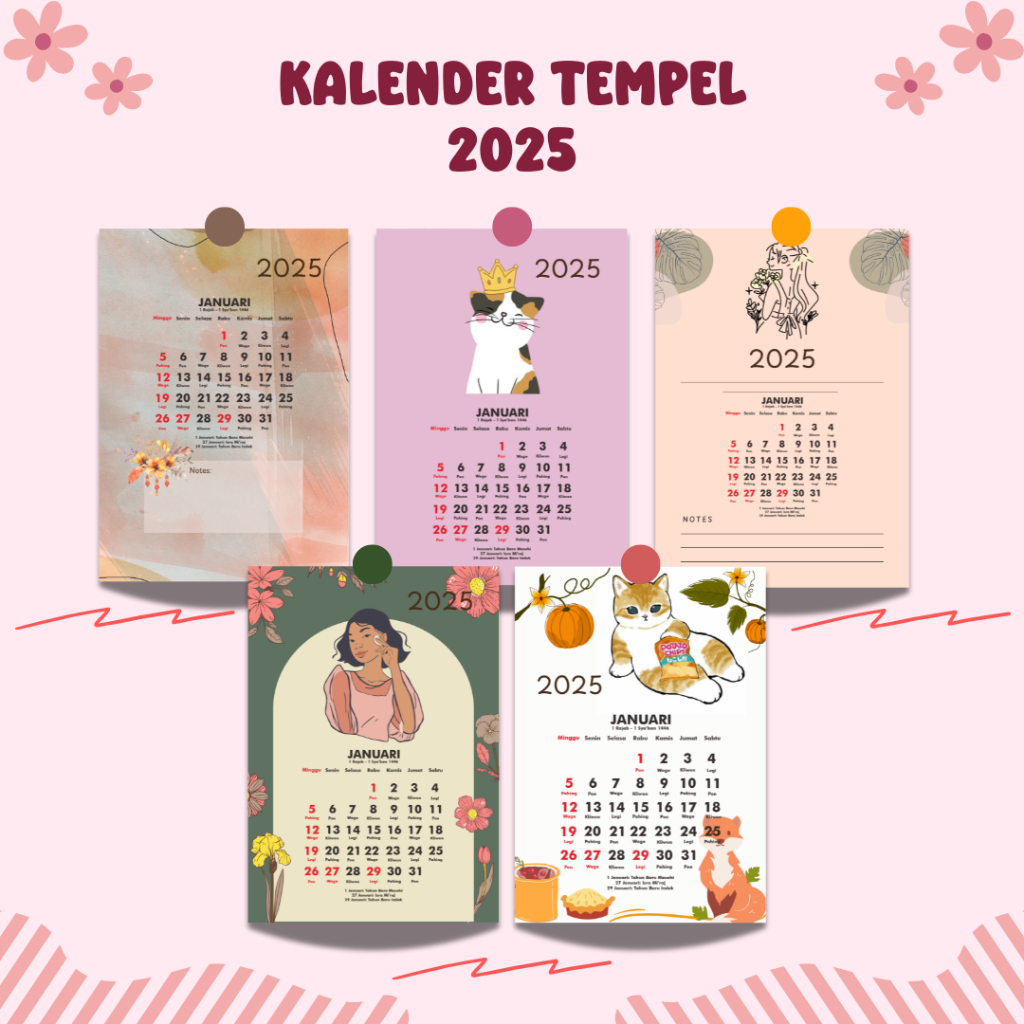 

[A6] Kalender Tempel 2025 Aesthetic Dekorasi Dinding Ala Korea Murah