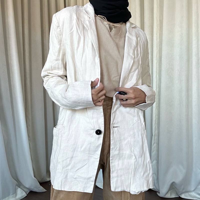 oversized blazer linen - preloved