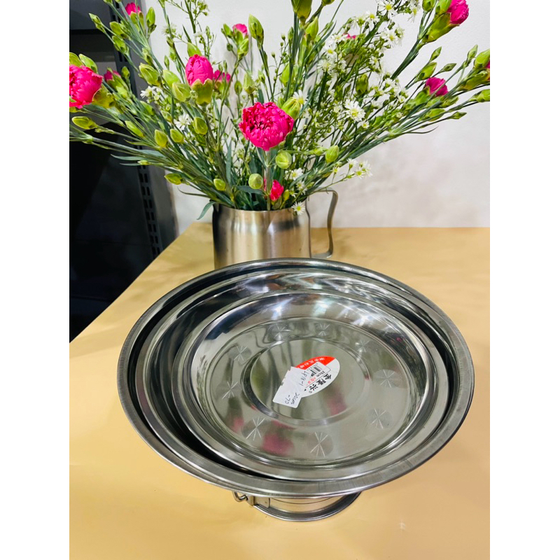 YaYa LC18 Nampan piring bulat tebal berkualitas serbaguna stainless steel