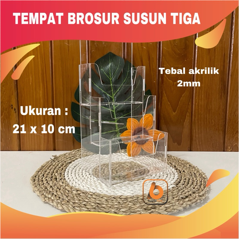 [COD] TEMPAT BROSUR AKRILIK TINGKAT TIGA | RAK BROSUR 3 SUSUN UKURAN A4 LIPAT TIGA | DISPLAY BROSUR 