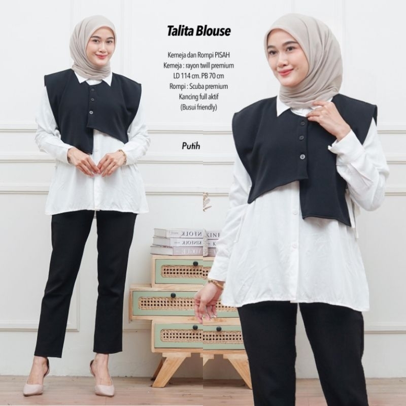 TALITA BLOUSE WANITA + ROMPI / Blouse Rompi / Blouse Set Rompi / Blouse TERBARU