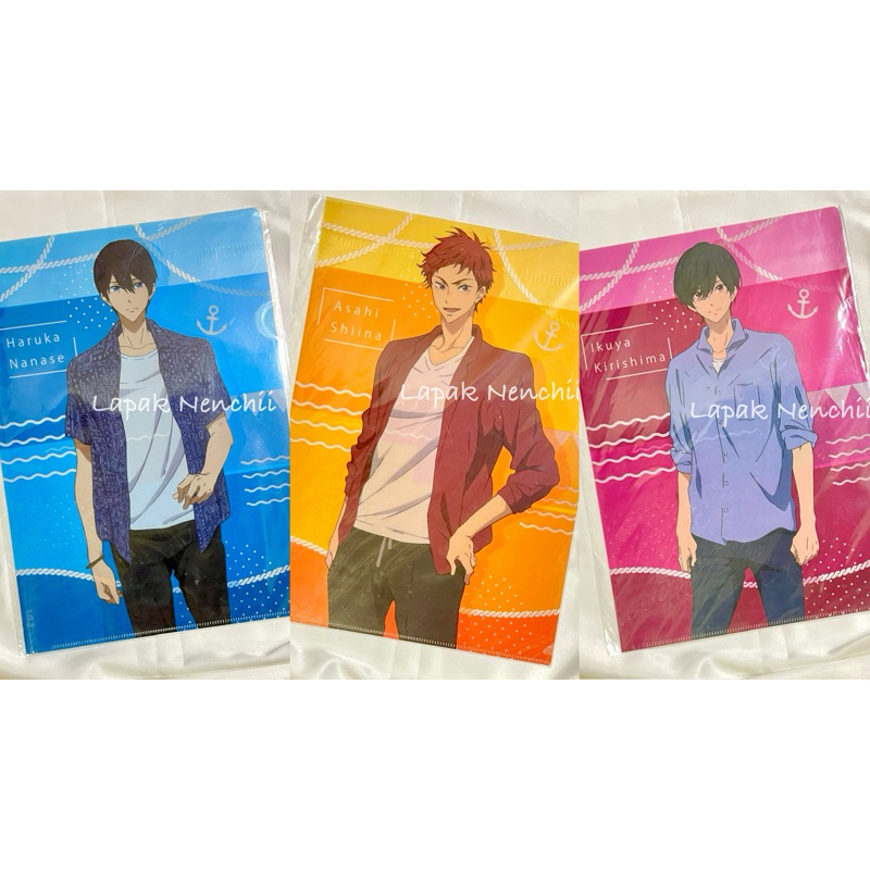 Official Merch Clear File A4 Anime Free Haruka Nanase, Asahi Shiina, Ikuya Kirishima