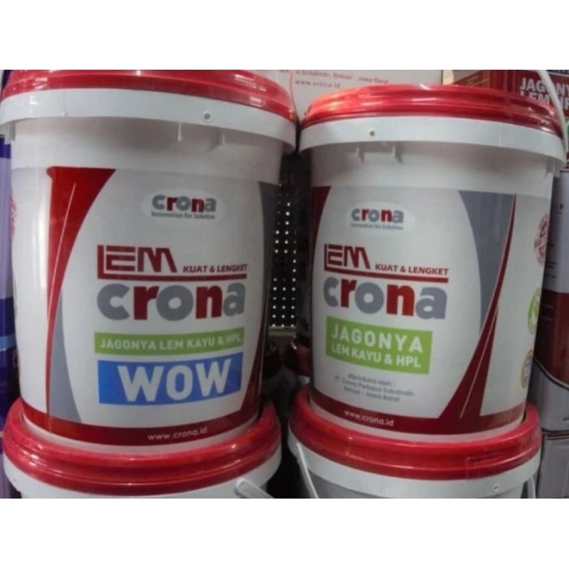 

lem putih crona wow 20kg kemasan timba lem hpl lem sheet