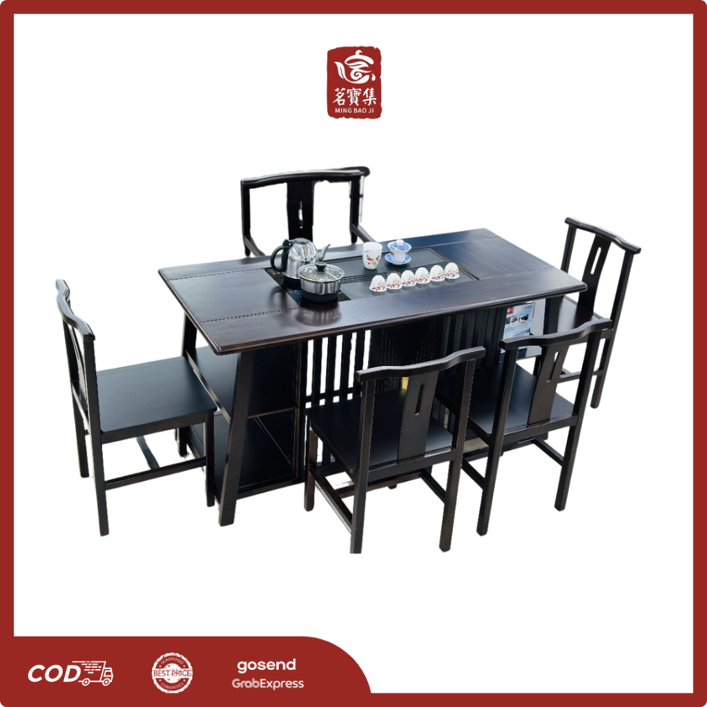 MING BAO JI Meja Teh China Set 802 Furniture Set Meja Kursi Free Teko Panci Meja Teh Desain Modern