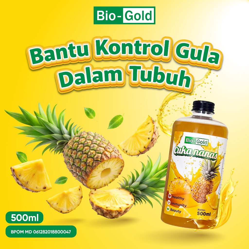 

Bio Gold - Cuka Nanas Fermentasi 100% Nanas Murni 500 ml Membantu Menstabilkan Gula Darah