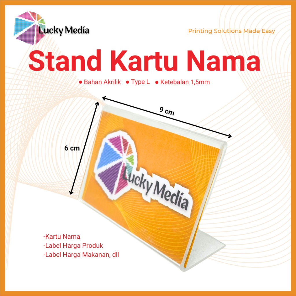 

Akrilik Stand Kartu Nama Tipe L 6x9cm Price Tag Acrylic Label Harga Rak Business Name Card Kantor