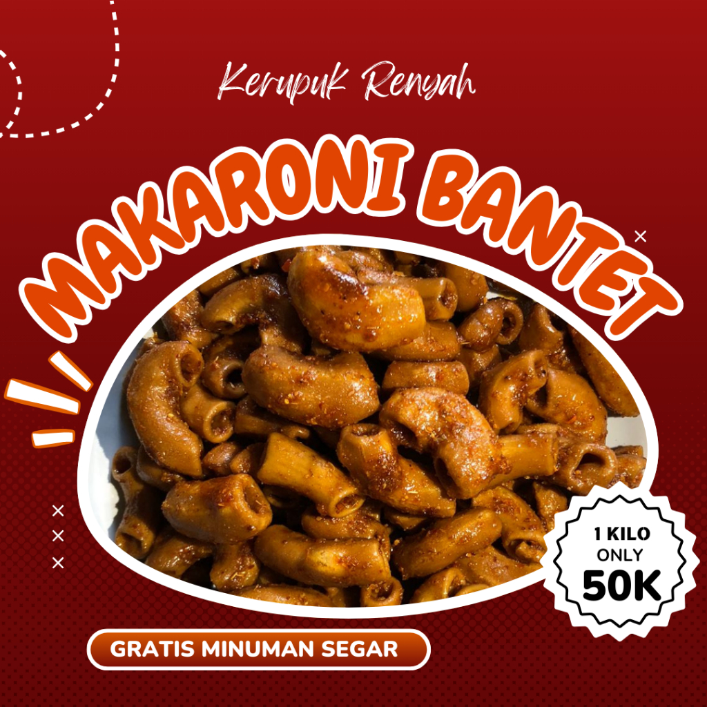 

[GRATIS MINUMAN] makaroni bantet pedas - makaroni bantet renyah - makroni bantet pedas gurih 1 kg by emak kita