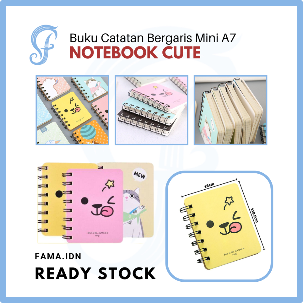

Notebook Cute Character A7 Portable Buku Catatan Bergaris Mini
