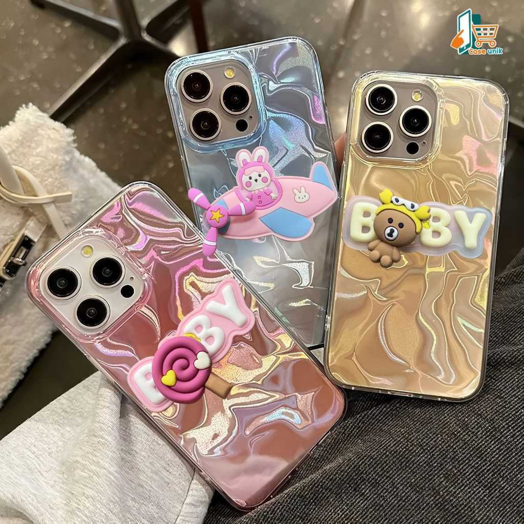 SSP003 Case Hp Baby Bear Lolypop 3d Splitter Waterry Ripple Hardcase Casing Hp Compatible For IPHONE