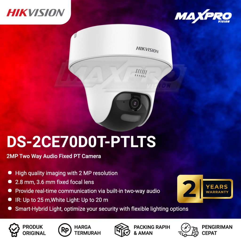 DS-2CE70D0T-PTLTS - HIKVISION ANALOG 2MP TWO WAY AUDIO PT CAMERA TU2T
