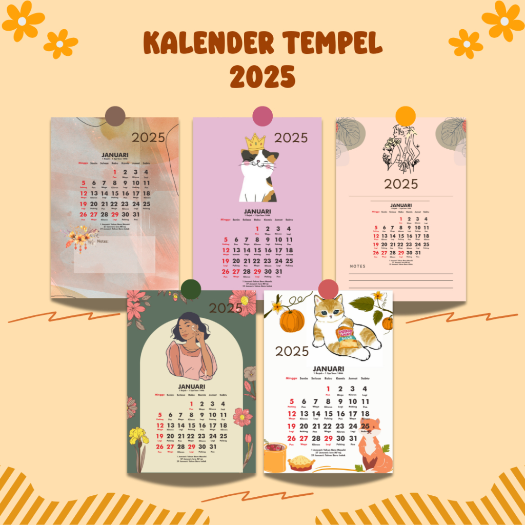 

[A6] Kalender Tempel 2025 Aesthetic Dekorasi Dinding Ala Korea Murah
