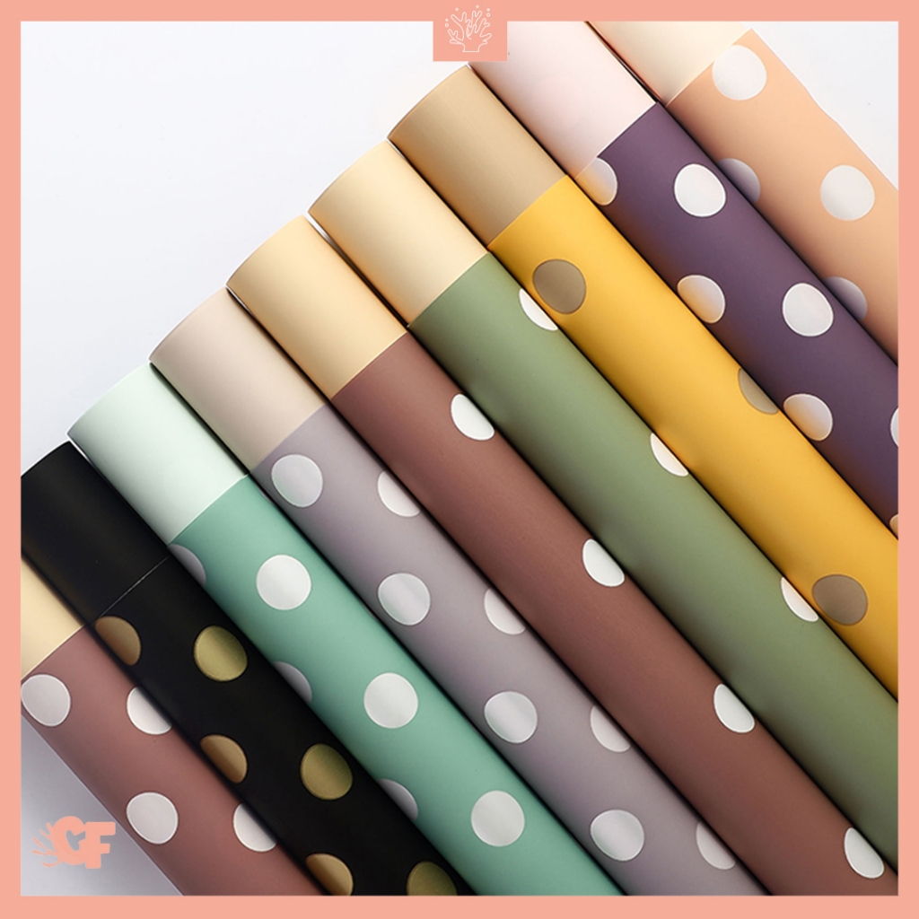 

20 LEMBAR Kertas Buket Bunga Polkadot Twotone Flower Wrapping Paper Cellophane KB11