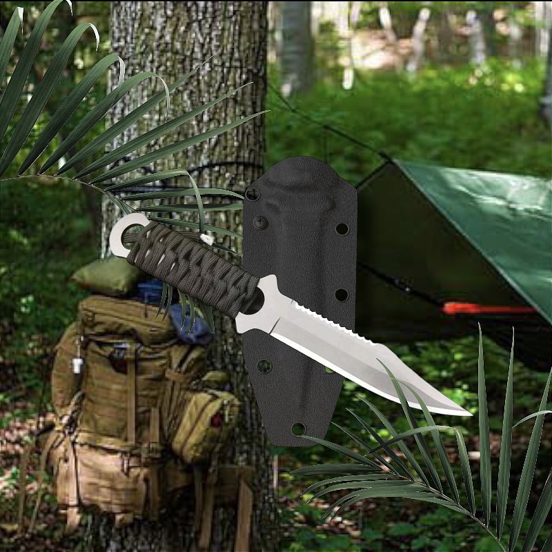 Survival kit pisau camping olahraga outdoor 440c usa steel with kydex holster WR patas