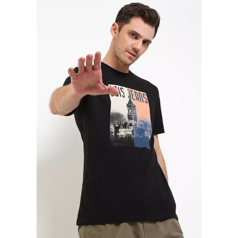 Cotton Jersey T-Shirt Ksl2287 KAOS LOIS ORIGINAL PRIA WARNA HITAM black