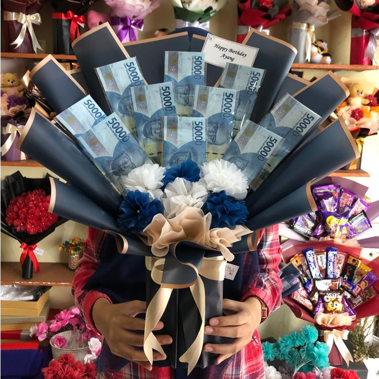 Buket uang kosongan bunga klasik / buket uang kosongan bandung