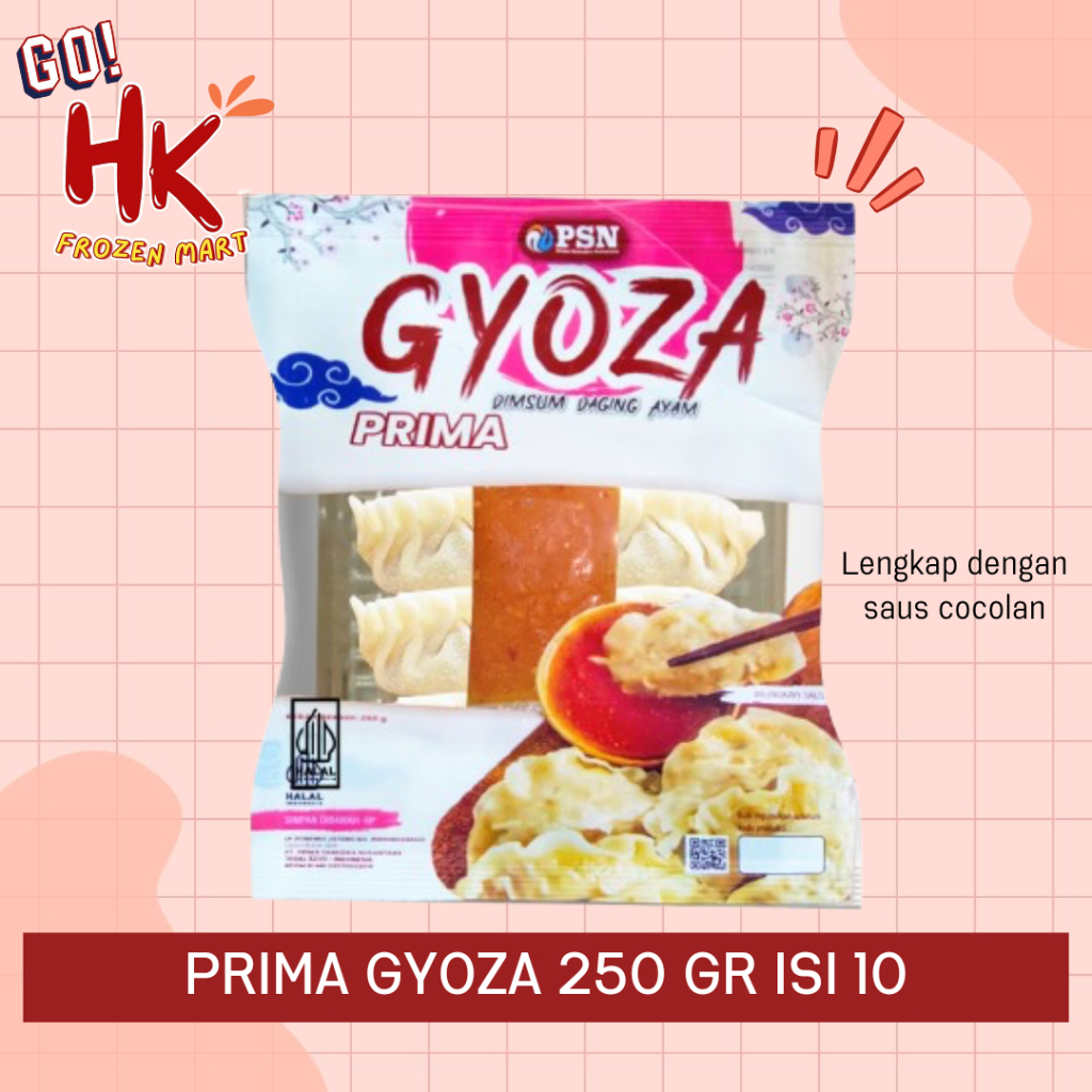 

Prima Gyoza 250gr isi 10 pcs | dimsum ayam lengkap dengan saus cocolan HK Frozen MART