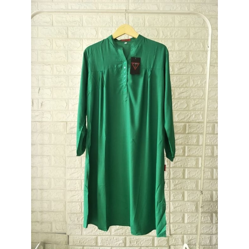 TUNIK KATUN RAYON POLOS JUMBO WARNA HIJAU DAUN