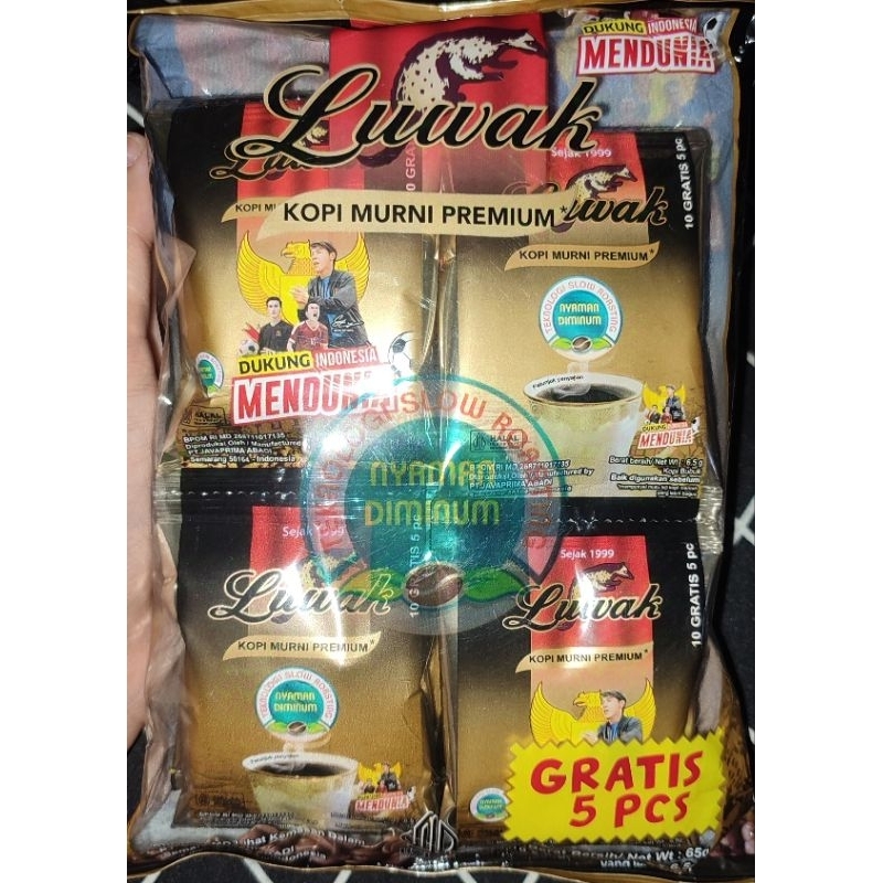 

Luwak Kopi Bubuk Murni Premium Isi (10 + 5 × 6.5 g) 15 renceng/pcs