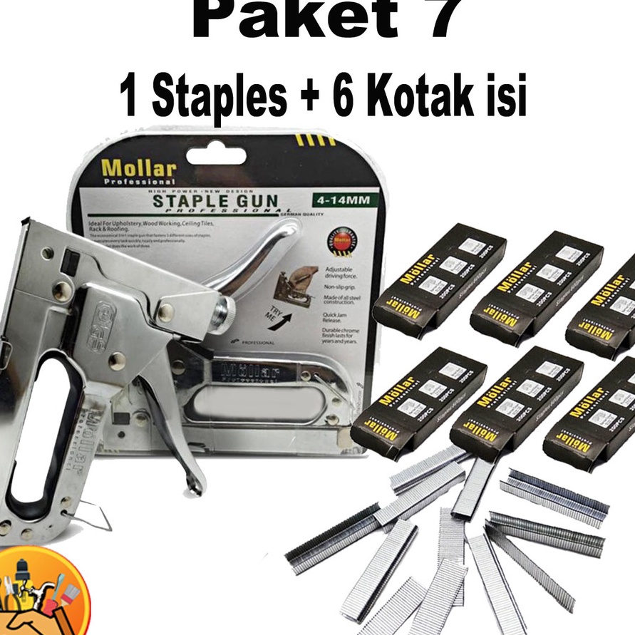 

DISCOUNT SPECKTACULAR Staple Tembak Tacker Staples Stepler Hekter mollar 3in1 jok kulit kardus plus isi staples