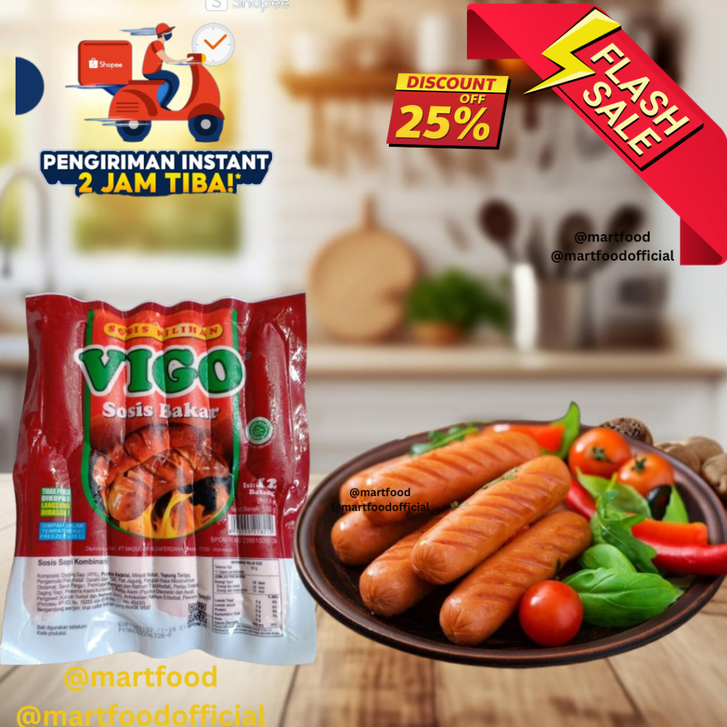 

Vigo Sosis Bakar Mini (12 pcs) 500gr Halal