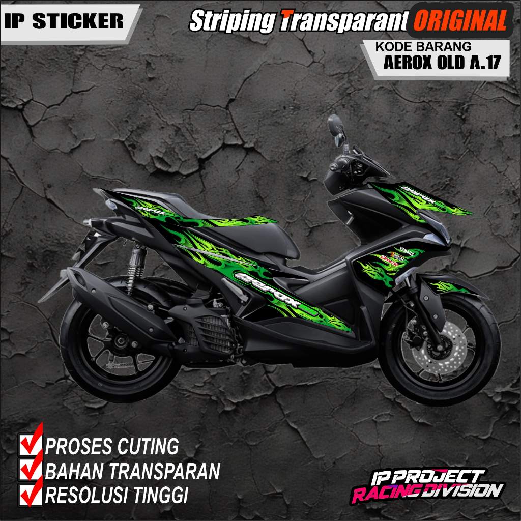 (COD)STRIPING ORIGINAL MOTOR YAMAHA AEROX 155 OLD 2016-2020 DESAIN RACING HOLOGRAM DAN TRANSPARAN