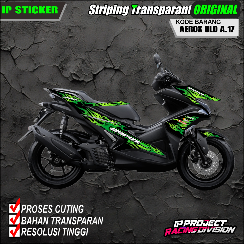 (COD)STRIPING ORIGINAL MOTOR YAMAHA AEROX 155 OLD 2016-2020 DESAIN RACING HOLOGRAM DAN TRANSPARAN