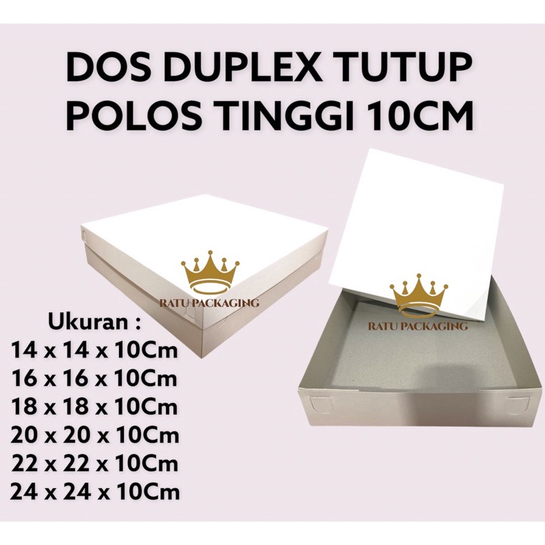 

1PCS RATU Dos DUPLEX TUTUP POLOS Kue Tinggi 1Cm Tutup Polos Kardus Box Dus Kotak Kue Putih Hampers Catering