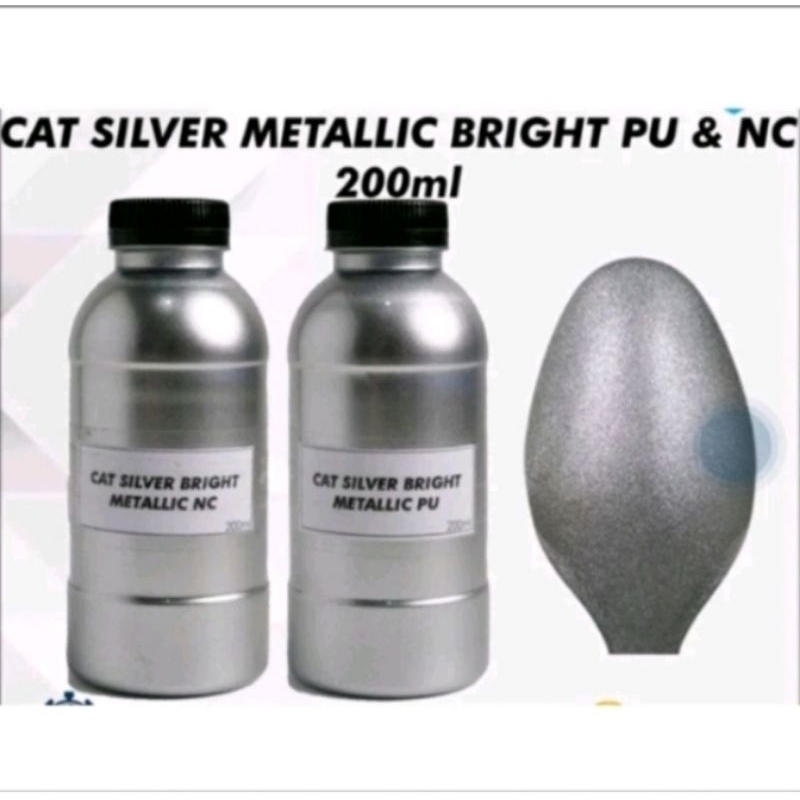 Cat Silver Metalik Bright PU NC 100Ml 200Ml/Cat Silver Metalik Kasar