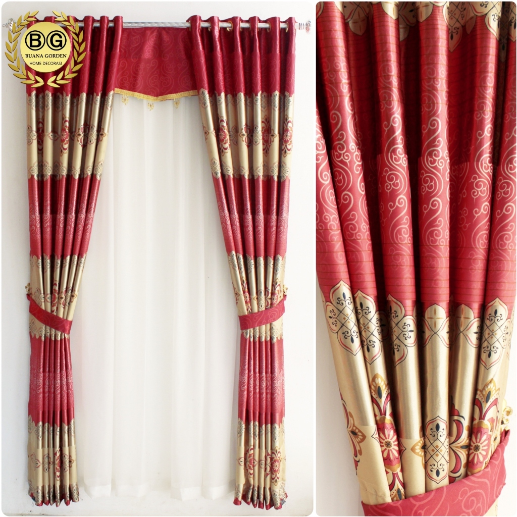 Gorden pintu jendela kamar tidur aesthetic blackout import printing mewah