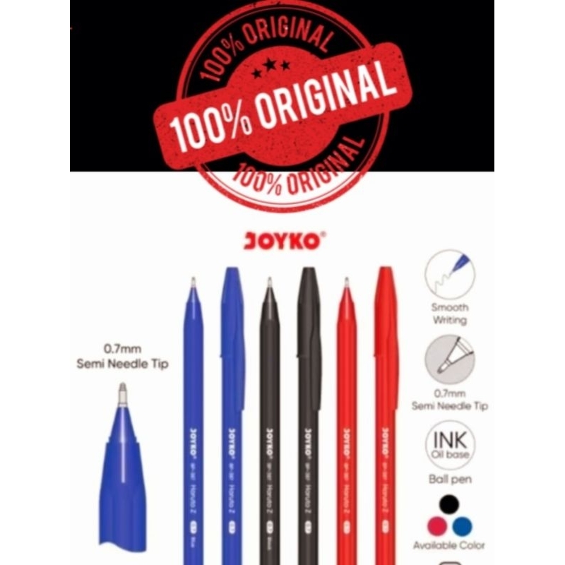 

(1 PCS) JOYKO BALL PEN (PENA) HITAM, MERAH, BIRU