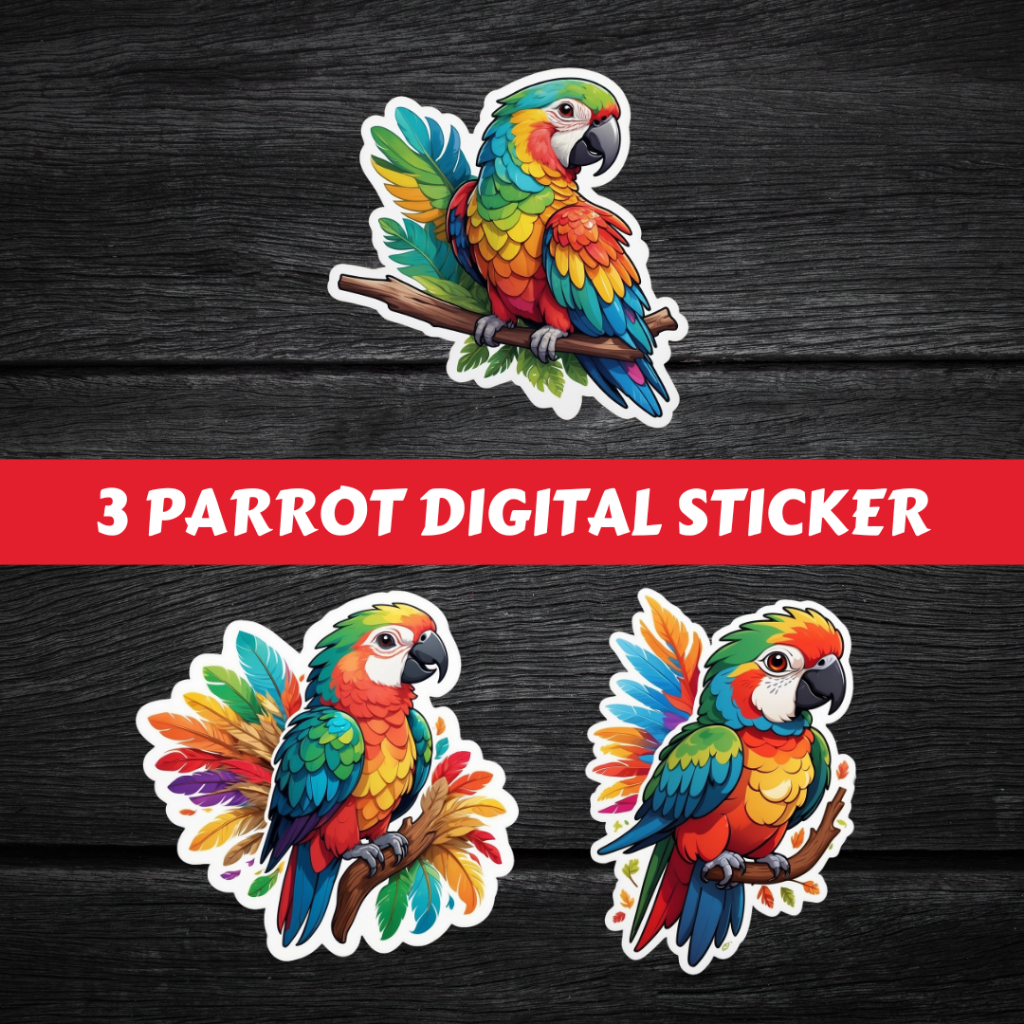 

Parrot Sticker Digital Produk Printable #DS 008