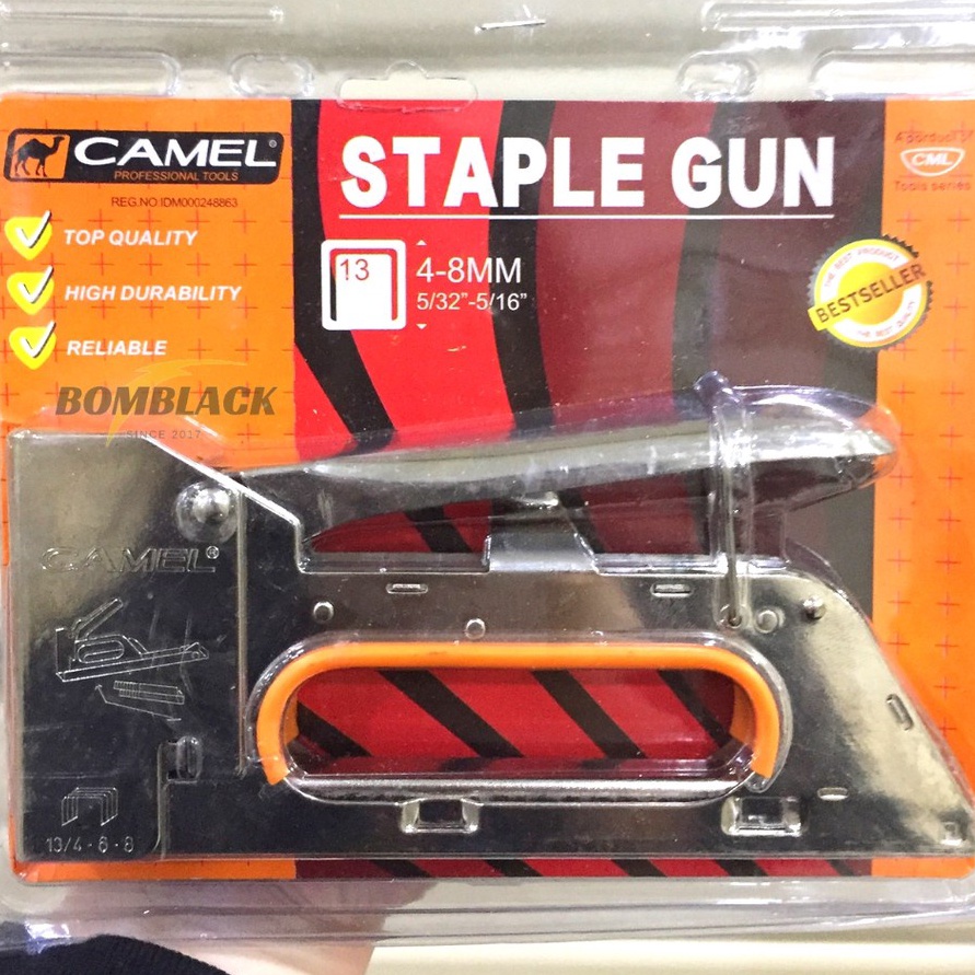 

TEKNOLOGI TERKINI Stapler CAMEL Staples Steples Tembak Jok Motor Tacker 4mm8mm CHROME SILVER