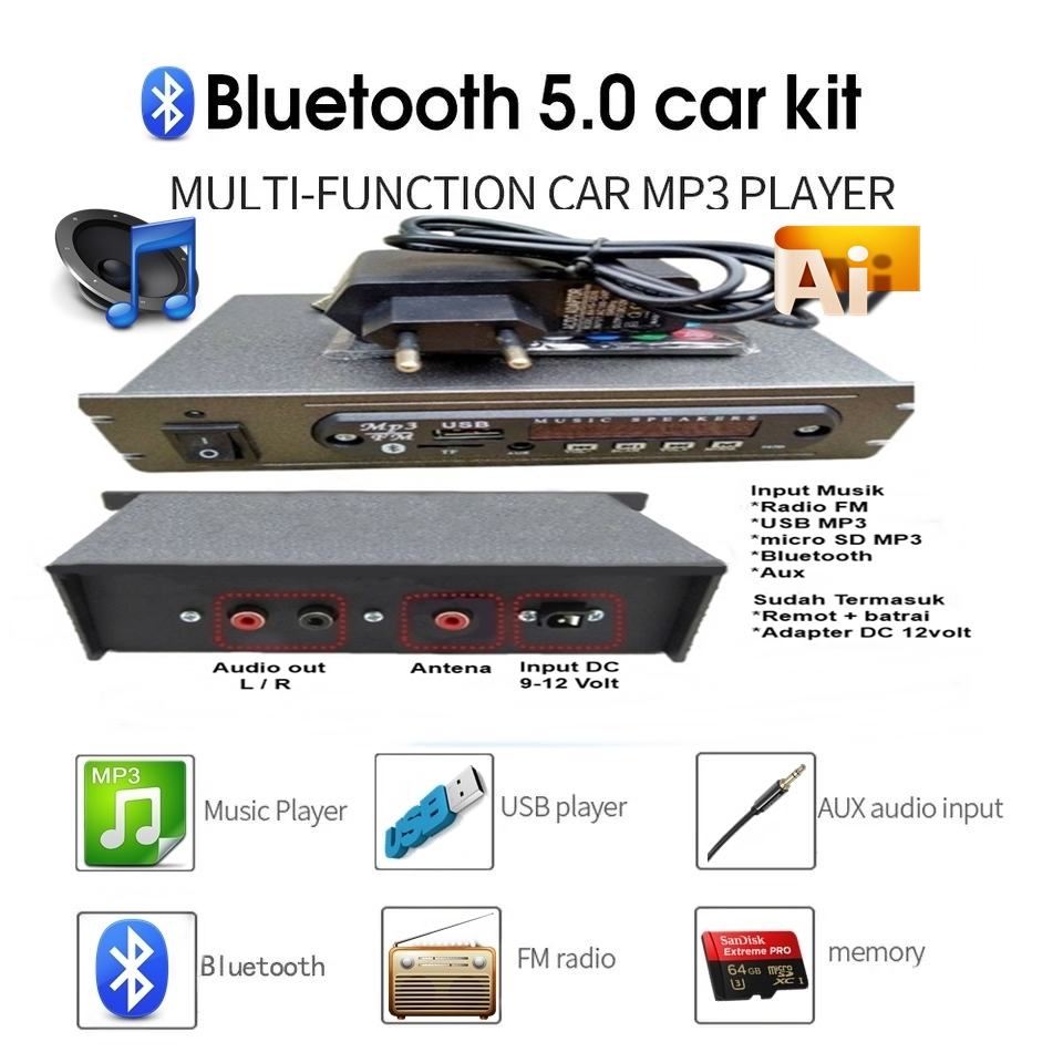 Musik MP3 Bluetooth komplit tingal colok sepeker aktif