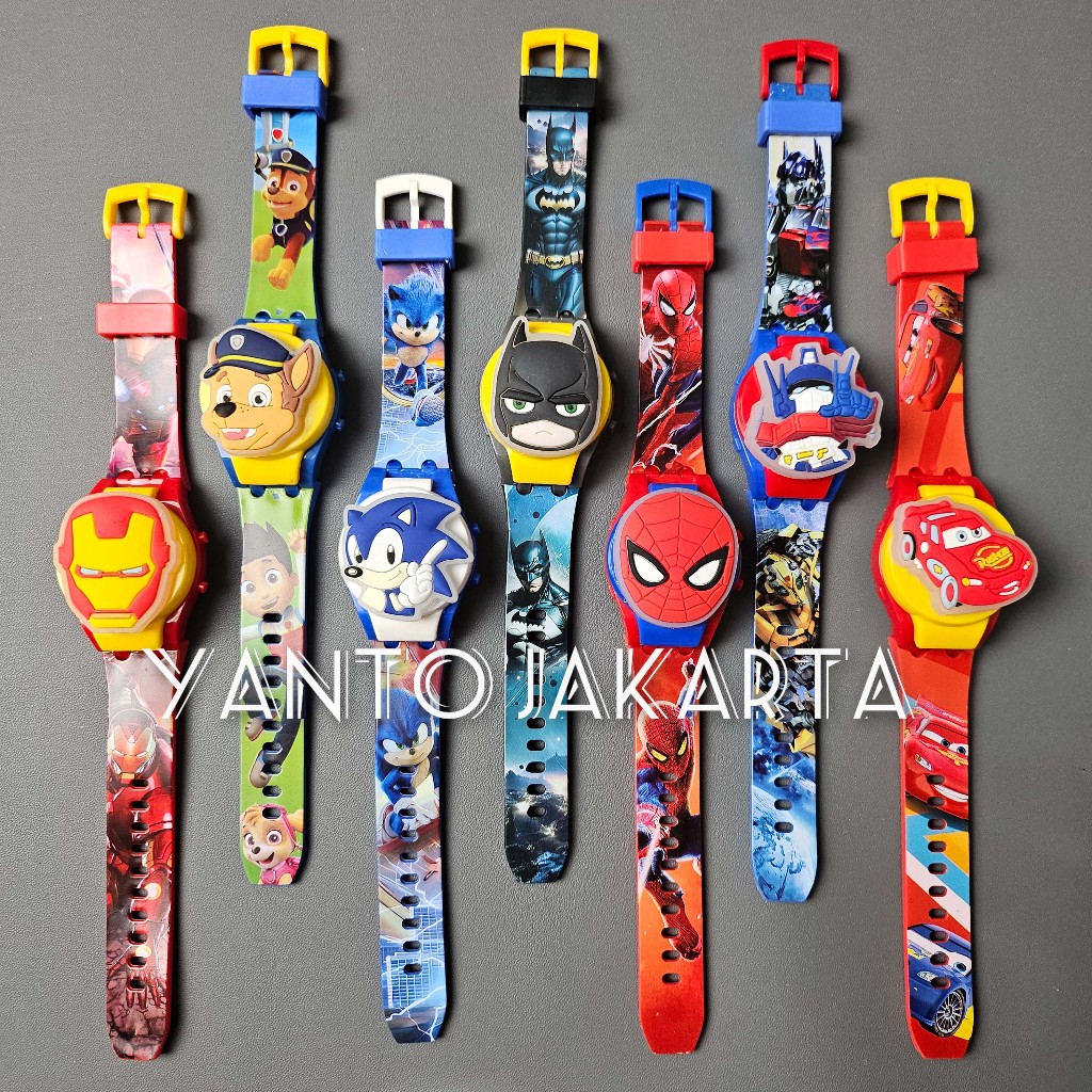 Jam tangan anak laki laki karakter superhero LED menyala