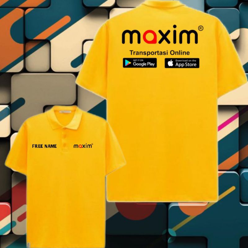 custom kaos kerah kancing maxim transportasi online