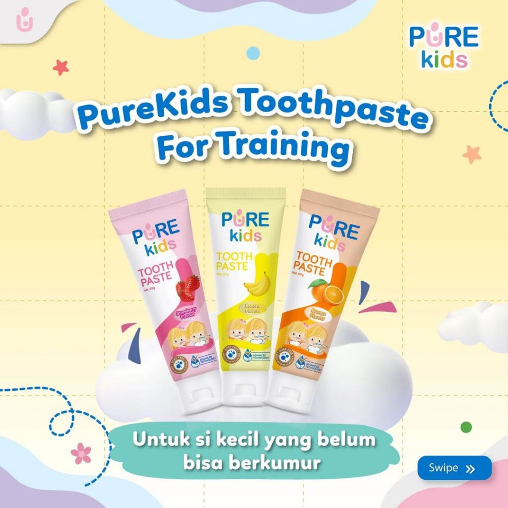PUREKIDS Toothpaste 50gr Xylitol Odol Pasta Gigi Anak Pure aman ditelan