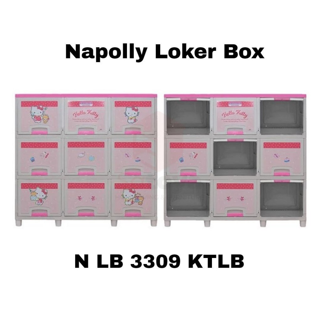 Lemari plastik Napolly Loker Box susun 3 - Lemari plastik anak minimalis motif kartun COD dan Diskon