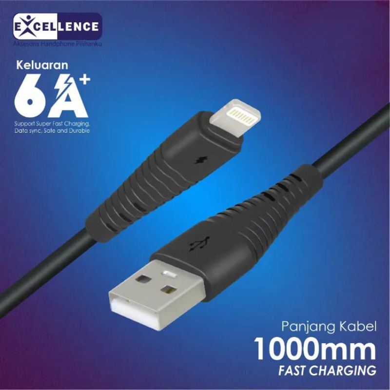 Kabel Data Fast Charging Quick Charger 6A Excellence Kabel Lightning / TYPE-C / MICRO USB Lavender
