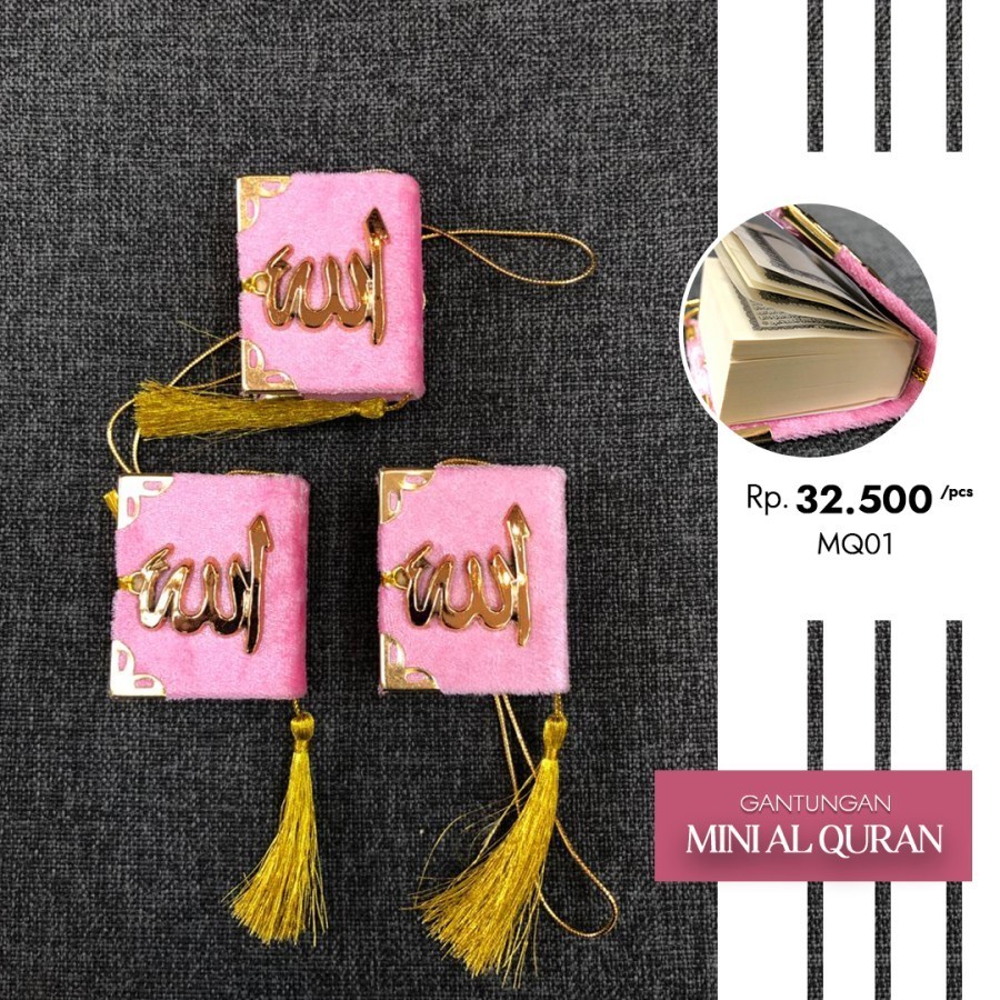 Mini Al Quran Bludru Gantungan Hiasan Aksesoris Mobil Kaligrafi Turki
