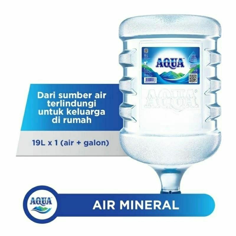 

Aqua air mineral galon 19 liter ( air + galon )