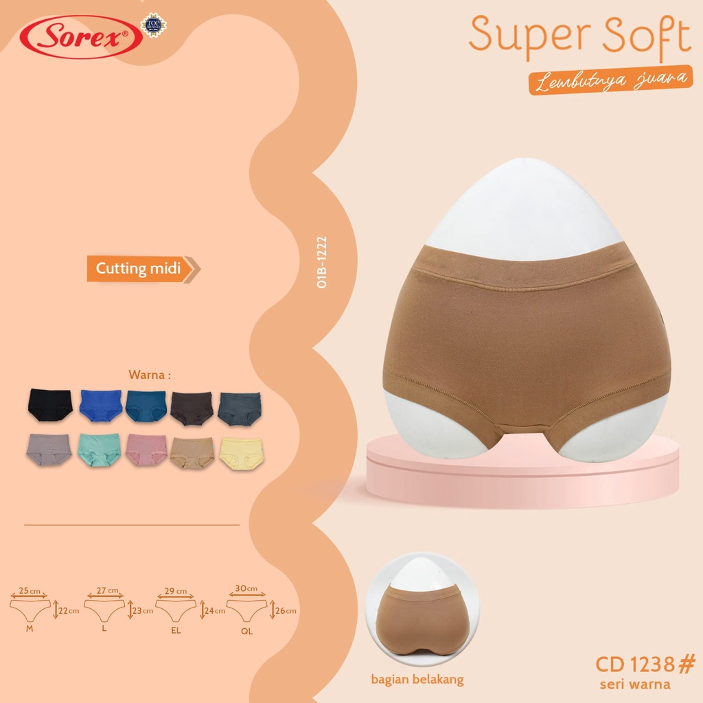 6 PCS / Setengah Lusin CD Sorex 1238 MIDI Basic Celana Dalam Wanita Super Soft